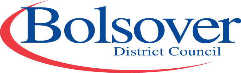 Bolsover District Council with wordings in Blue and red curved underline